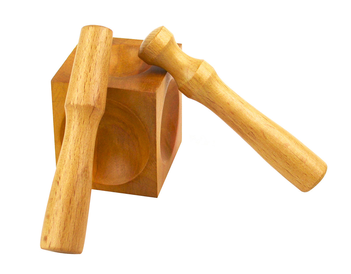 Hardwood dapping block and punch set for metal shaping and dent removal in jewelry making