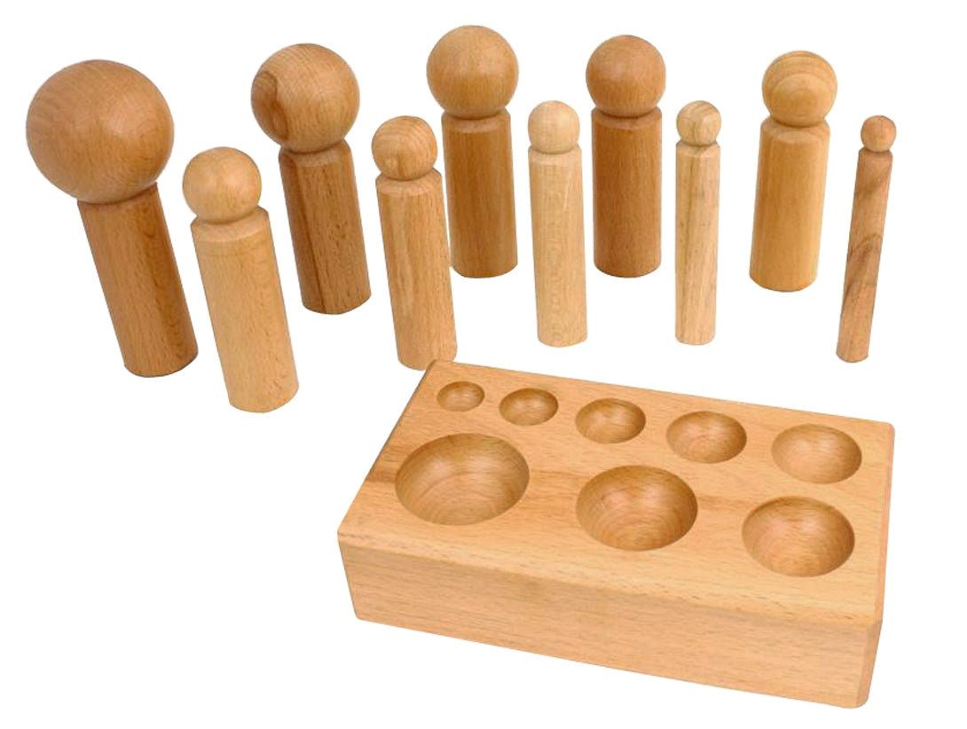 Large Wooden Dapping Set with ten wooden punches and hardwood block for jewelry making and metal doming