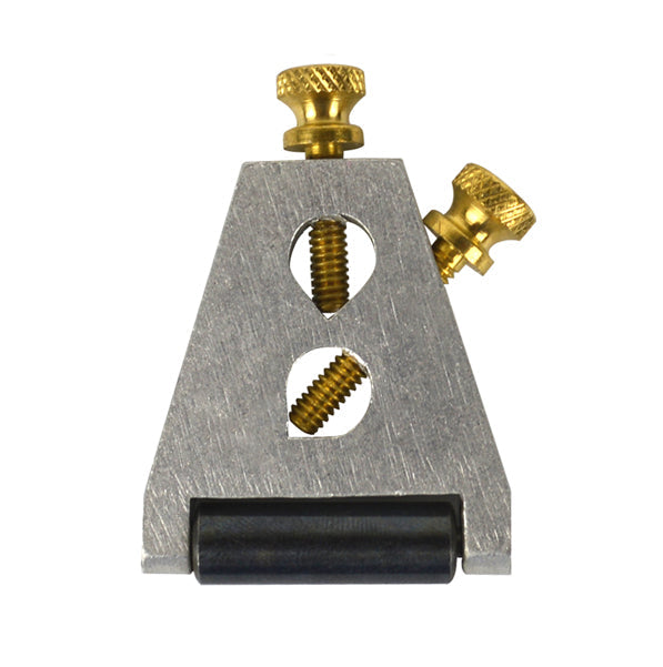 Compact angled sharpener for jewelry gravers with dual angled openings and brass adjustment screws