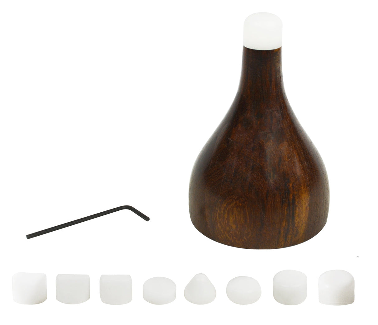 Metal Clay Stake and wooden stand set with multiple white modeling tips and hex key for sculpting clay