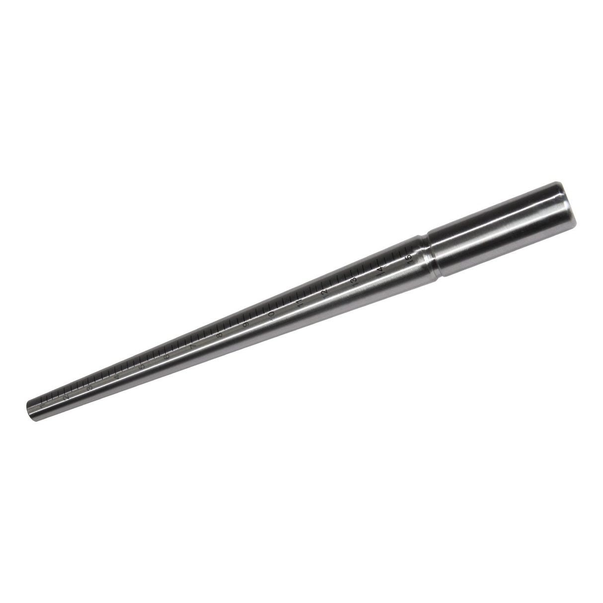 Steel grooved ring stick in U.S. sizes 1-15 for precise ring measurement