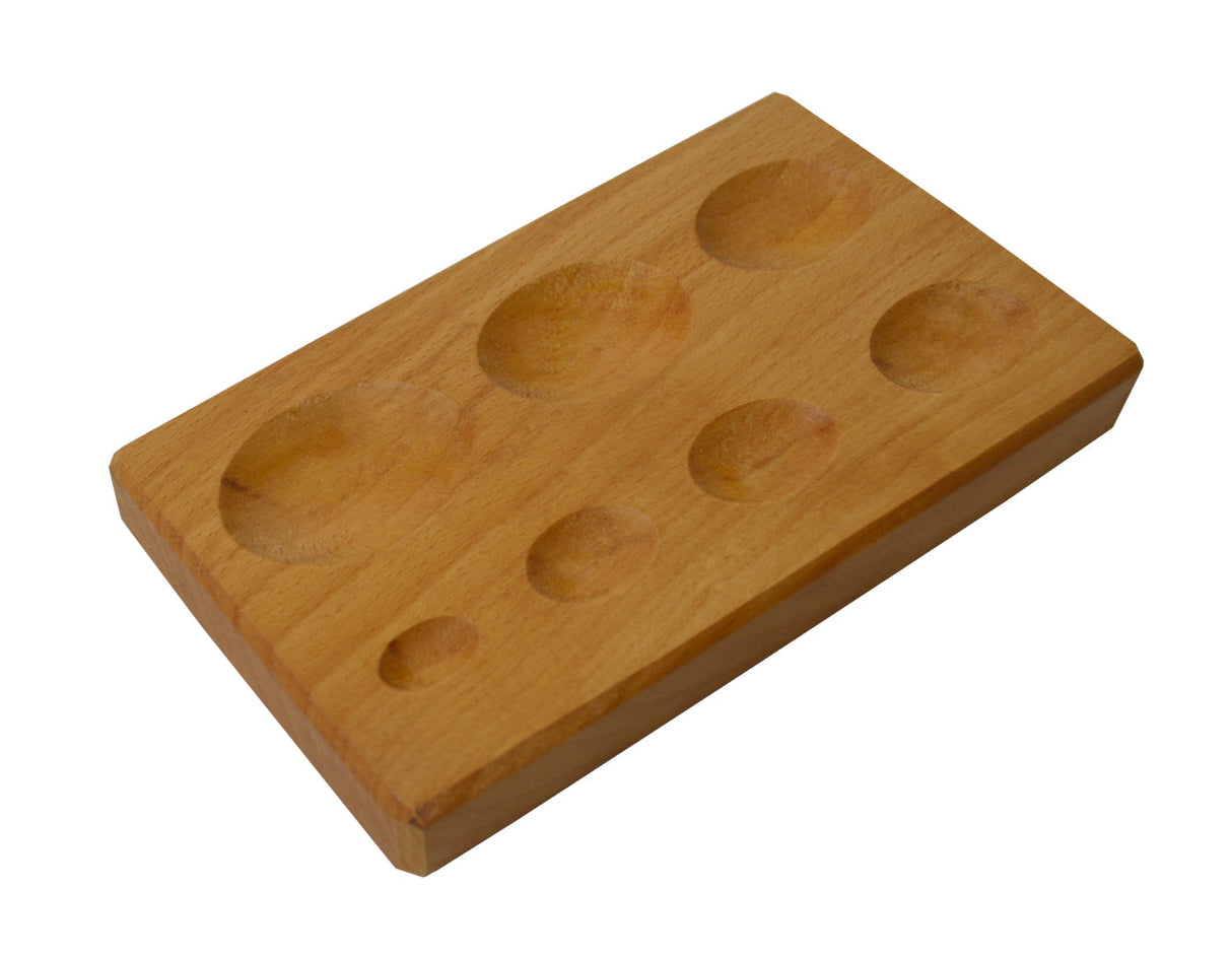 7-cavity hardwood oval shaped dapping block for metal forming and jewelry making