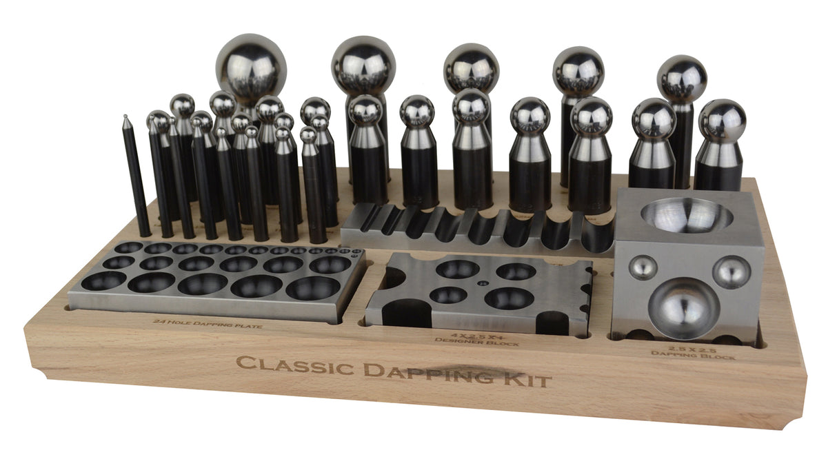 34-Piece Steel Dapping Set with Forming Blocks, Plate, & Punches by PMC Supplies
