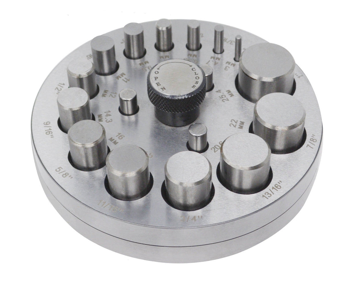 Lockdown Round Circular Disc Cutter solid steel precision tool with 12 diameter sizes for metal disc punching