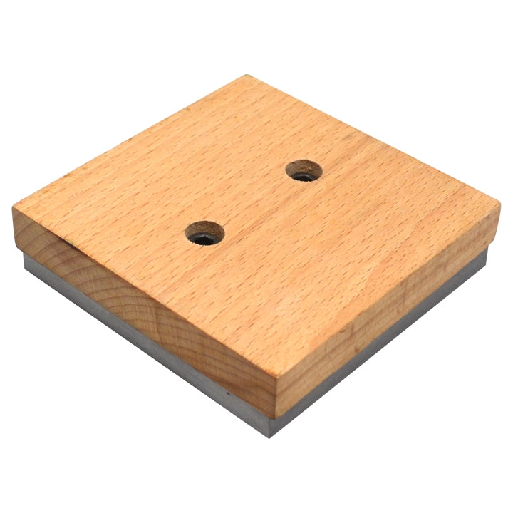 4" x 4" x 1" Steel Bench Block with Wooden Base by PMC Supplies