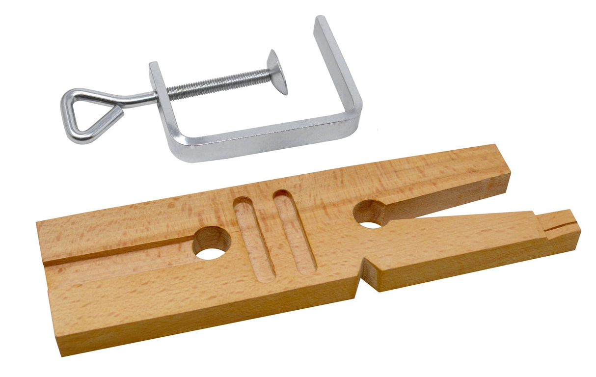 Fancy V-Slot Bench Pin and Clamp Set securely clamped on workbench for stable project support