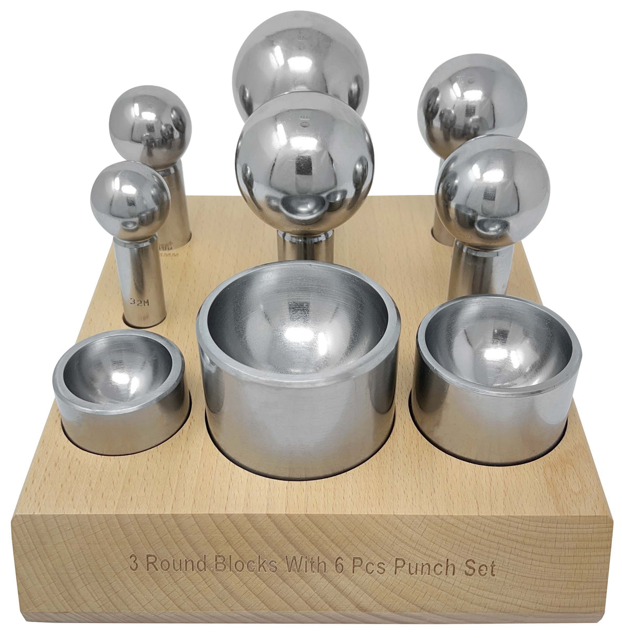 Steel Cupola Punch and Die Set w/ 6 Dapping Punches and 3 Double-Sided Cupola Dies by PMC Supplies