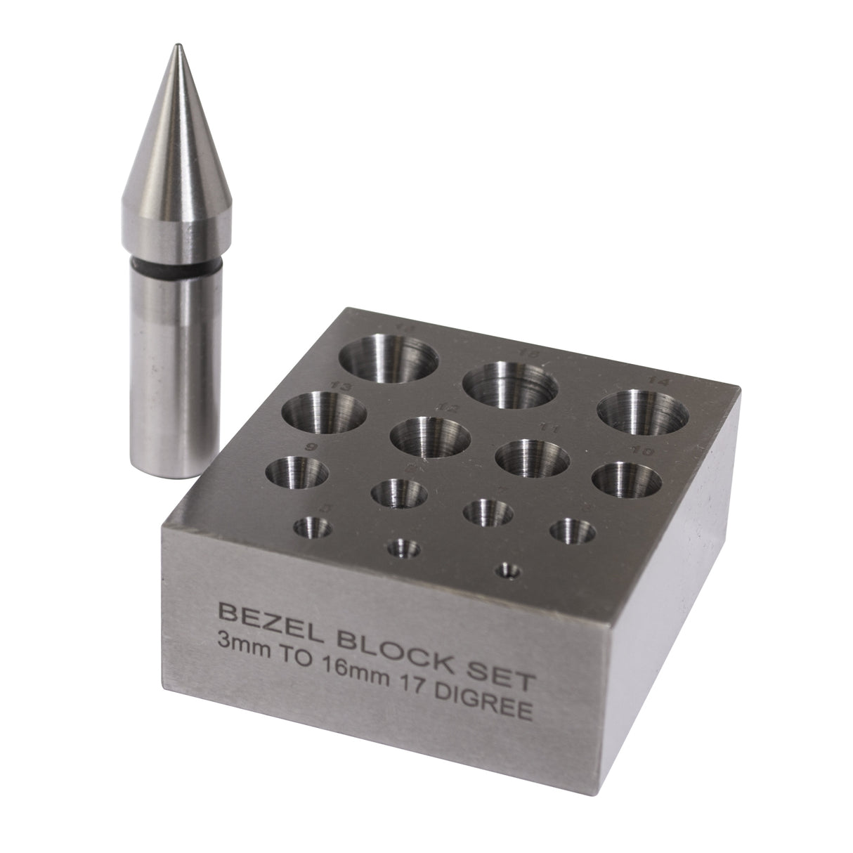 Round Bezel Block and Punch 17 Degree 3-16mm by PMC Supplies
