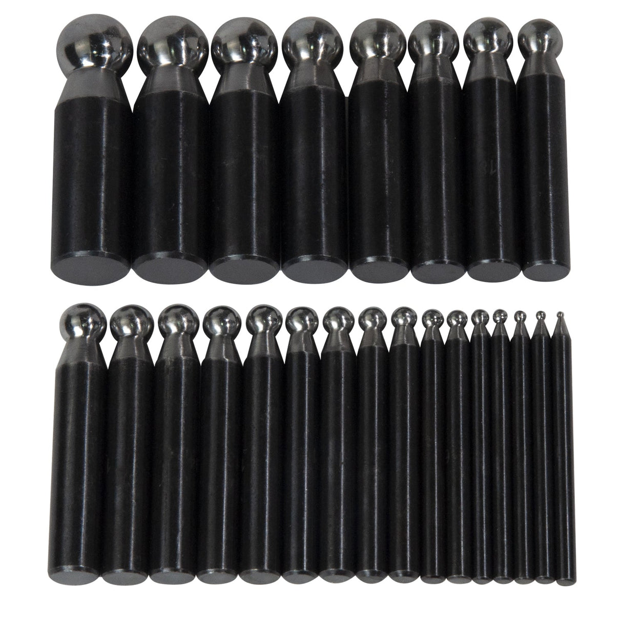 24 piece steel punch set with various sizes for metal shaping and jewelry making
