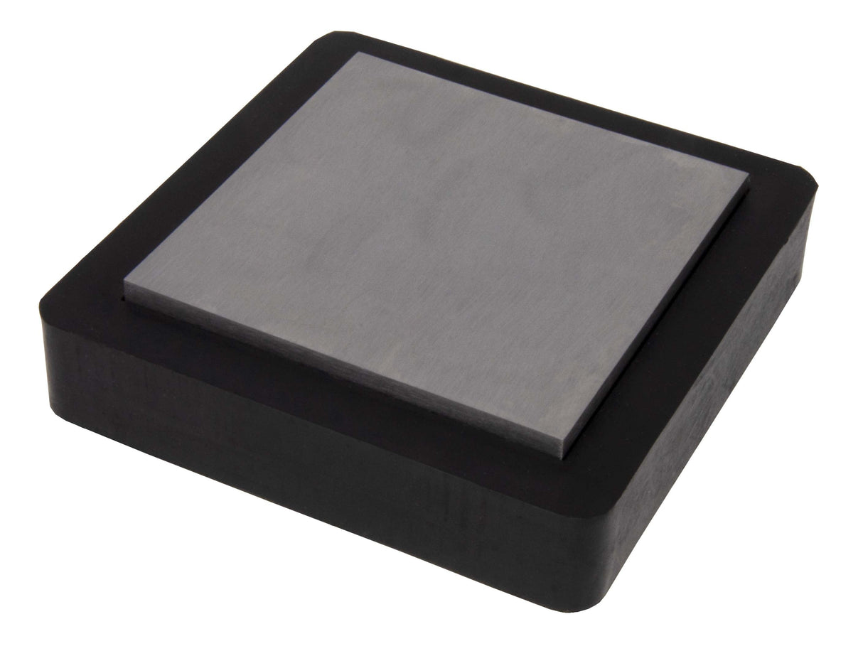 Multi Utility Bench Block with 4-inch steel top block and 5-inch rubber base for metalworking tasks