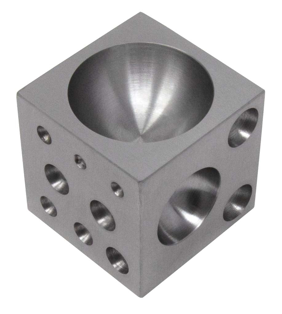Steel Doming Block 2x2x2 inch heavy-duty heat-treated steel for jewelry making and metal forming