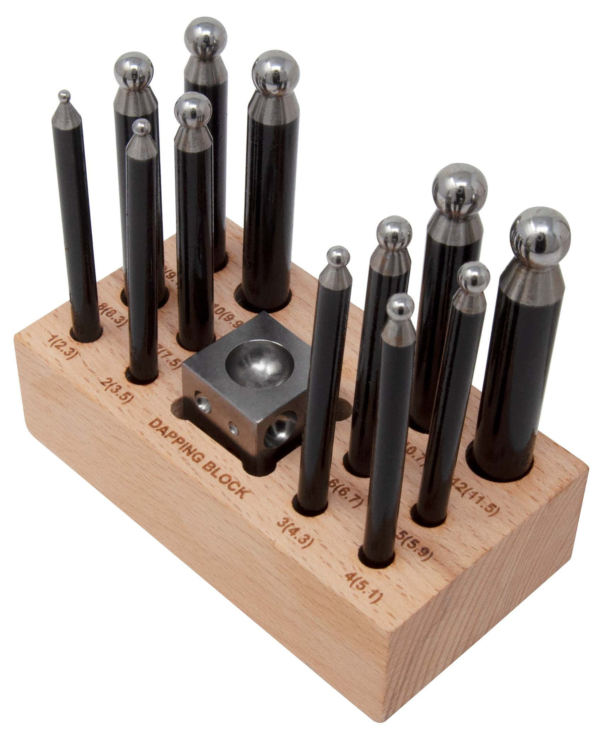 Dapping Set of 13 Pieces with 1" x 1" x 1" Doming Block by PMC Supplies