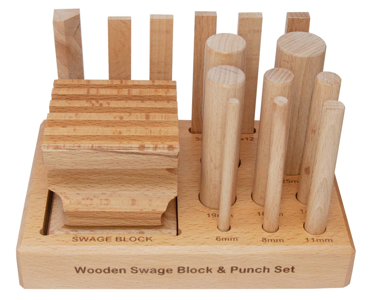 Wooden Swage Block with Punch Set of 15 by PMC Supplies