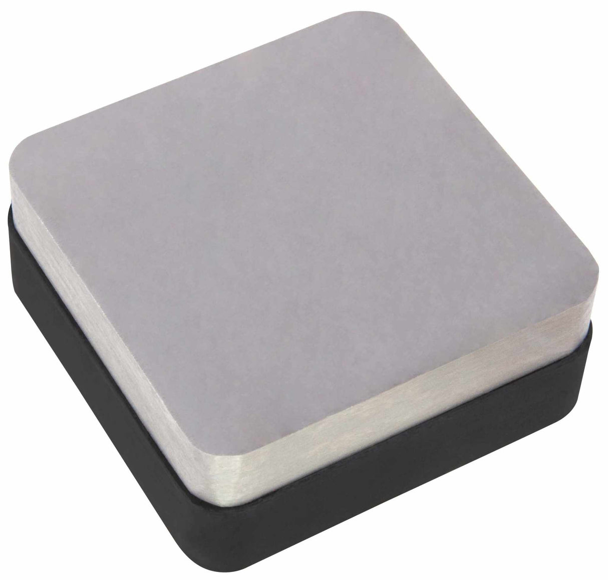 Rounded square bench block steel fixed on rubber base 2.5 inch square by 1 inch thick for metal forming and jewelry making