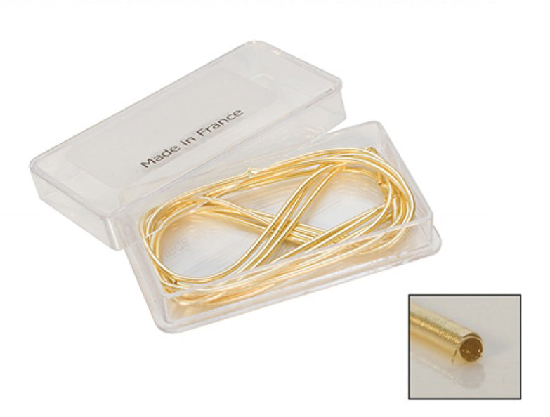 Gold Frenchwire coil wire in clear plastic case for jewelry making, 1.00 mm diameter, 1 meter length