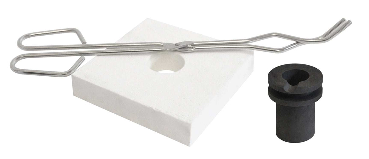 10 Oz TableTop QuikMelt Deluxe Topper Kit with flange, tongs, and crucible for precise tabletop melting