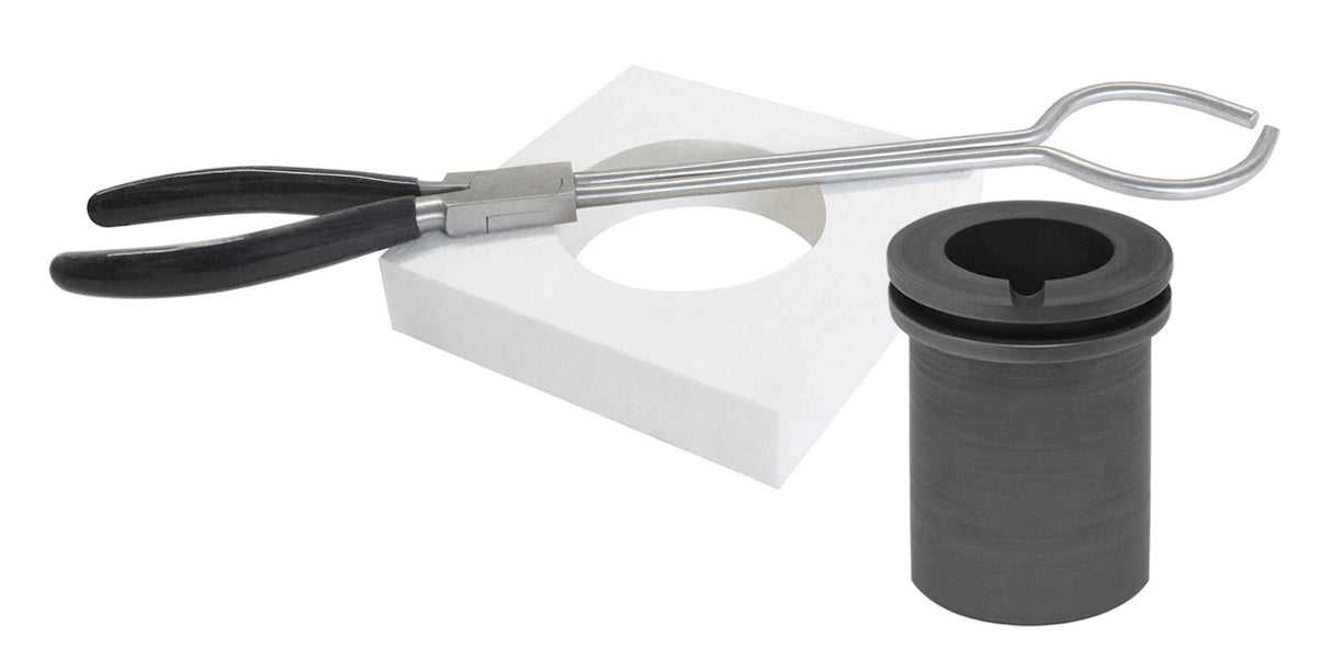 120 Oz TableTop QuikMelt Deluxe Topper Kit with graphite crucible, flange, and tongs for gold melting