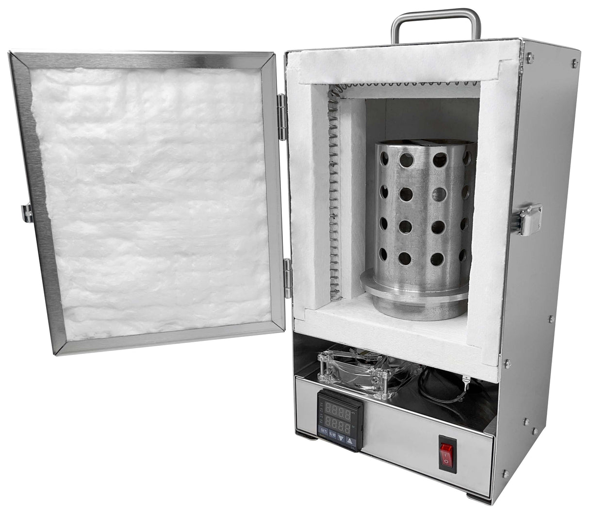 Programmable XT TableTop hi-temp burnout furnace with open door showing insulated chamber and control panel