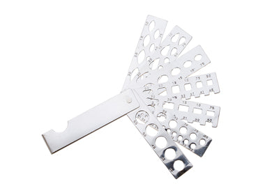 Diamond and Gem Fan Gauge with 7 stainless steel blades for measuring various stone cuts compact pocket tool