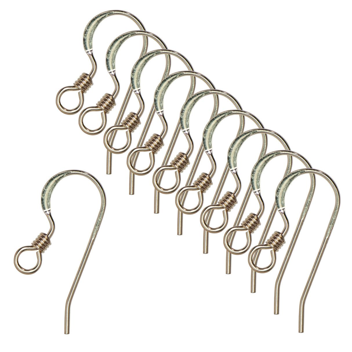 10/Pk 14K Gold-Filled 18.3 MM Flat Ear Wire with 2 MM Ring Coil by PMC Supplies