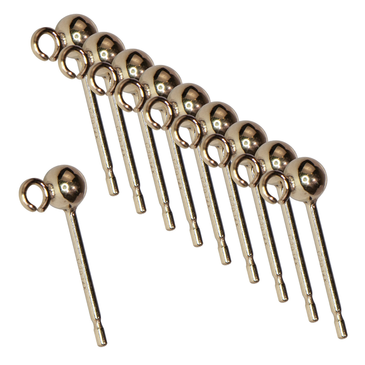 3 MM 14K Gold-Filled Ball Earring with Ring - 10 Pack by PMC Supplies