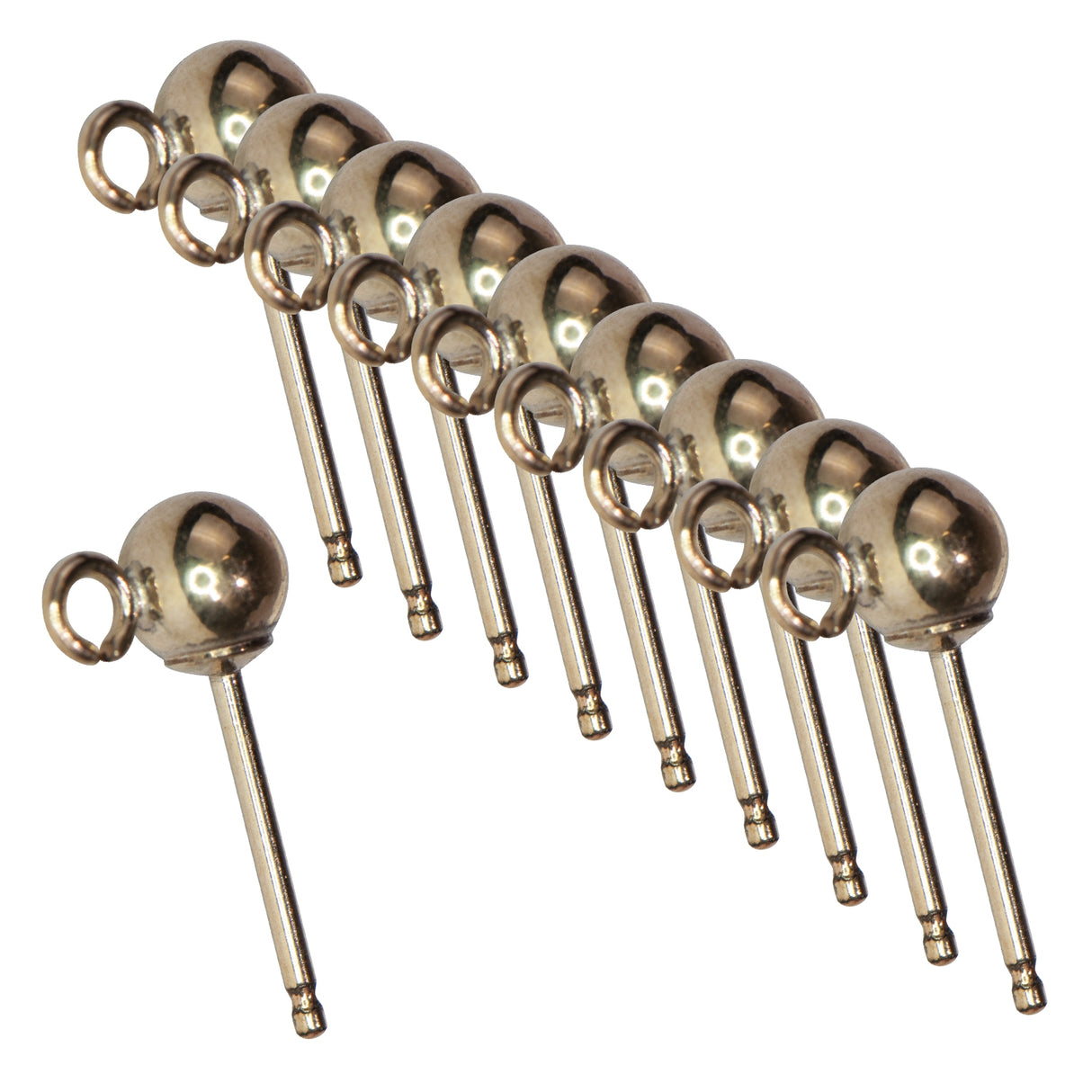 4 MM 14K Gold-Filled Ball Earring with Ring - 10 Pack by PMC Supplies