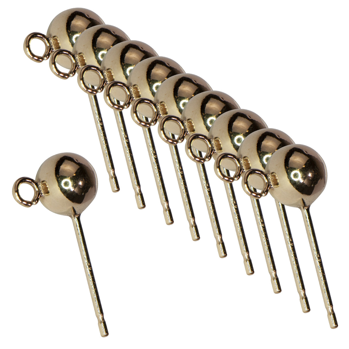 5 MM 14K Gold-Filled Ball Earring with Ring - 10 Pack (DISCONTINUED) by PMC Supplies