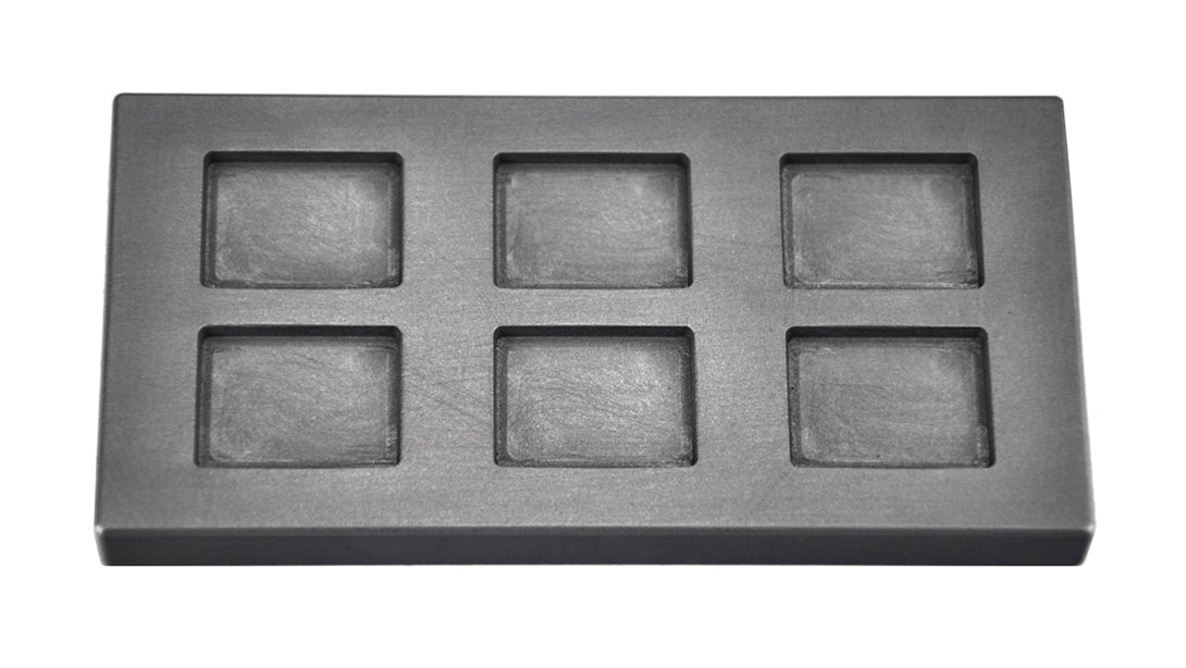 1/2 Troy Ounce 6-cavity graphite ingot mold for gold casting