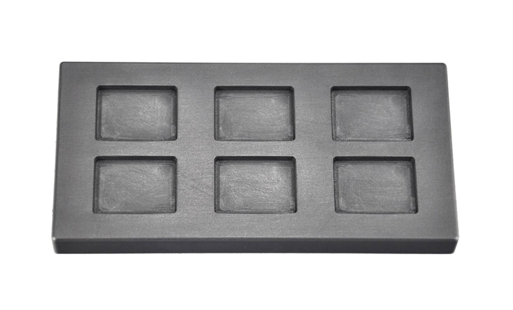 3/4 Troy ounce six-cavity rectangular graphite ingot mold for gold casting