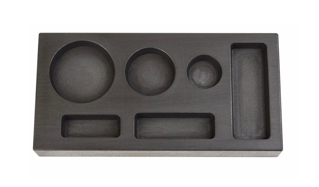6 cavity graphite ingot mold for 1/4, 1/2, and 1 troy ounce gold casting