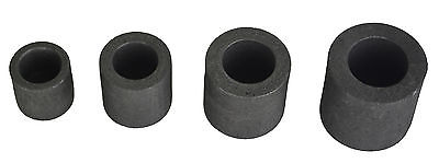 Graphite Crucible Cup Set with 2oz, 3oz, 6oz, and 8oz sizes for melting gold and silver in propane kiln furnaces