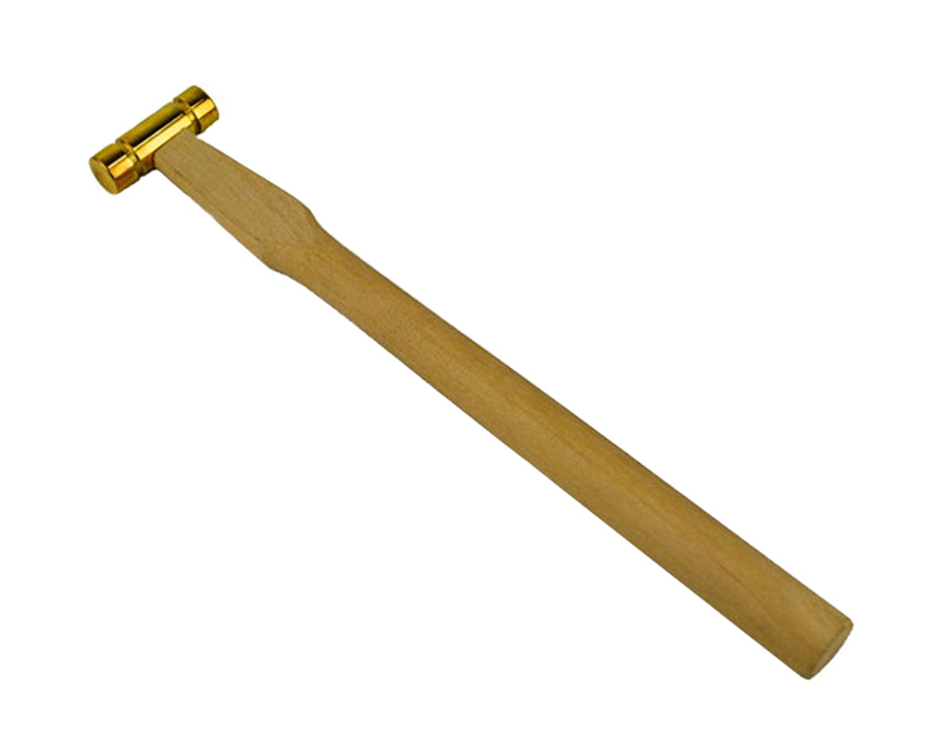 9-inch brass hammer with flat head and wooden handle for delicate metalwork and jewelry making