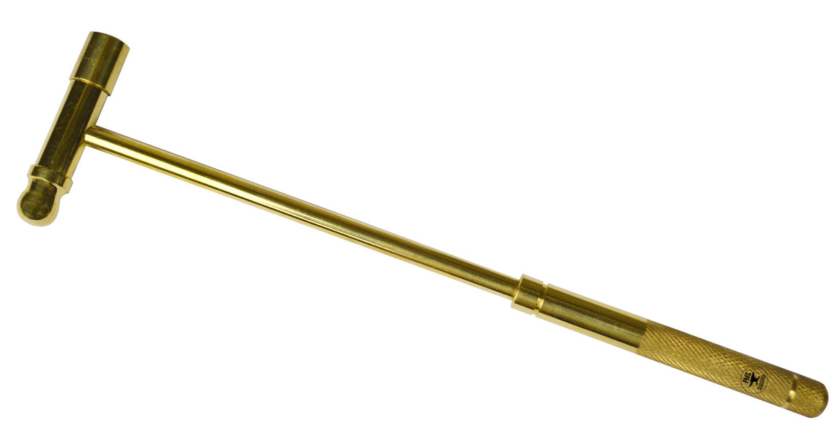 8-1/2 inch interchangeable brass hammer with brass head and textured handle for precision work
