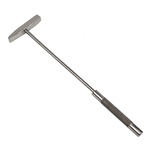 9-3/4" stainless steel riveting chisel hammer with polished flat head and ergonomic handle for precise metalwork and riveting tasks.