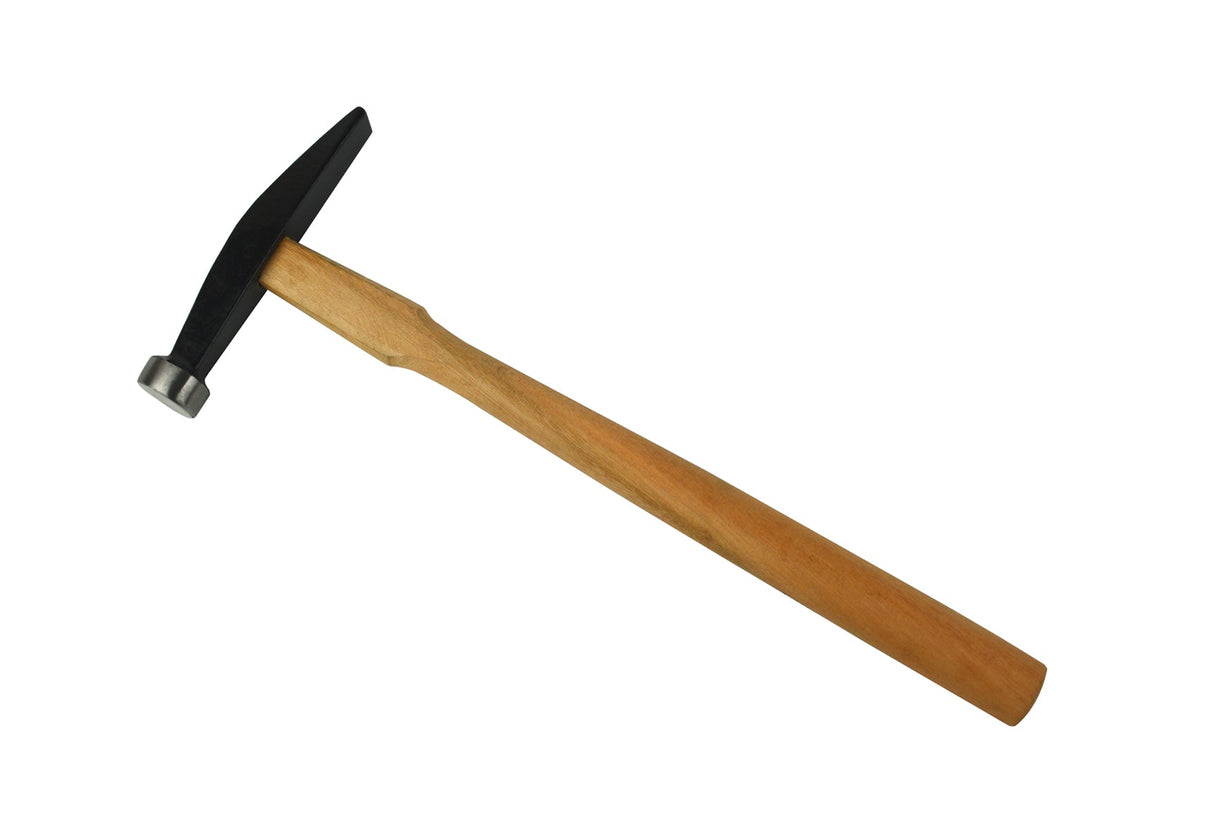 8-1/2" flat face and cross-peen jeweler's hammer with wooden handle for precision metalworking