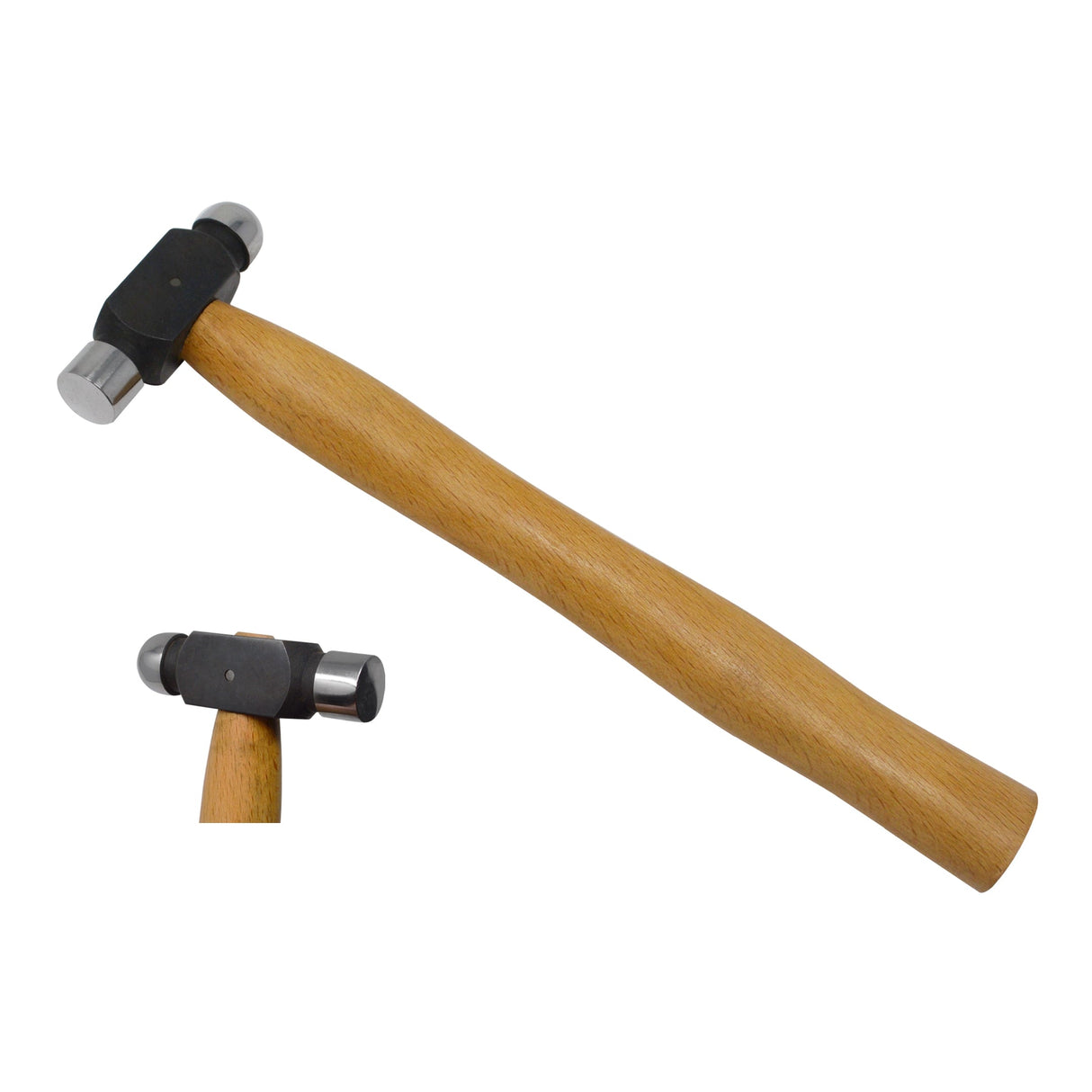 4 oz Ball Peen Hammer with wooden handle and dome and flat metal faces for jewelry making and metal forming tasks