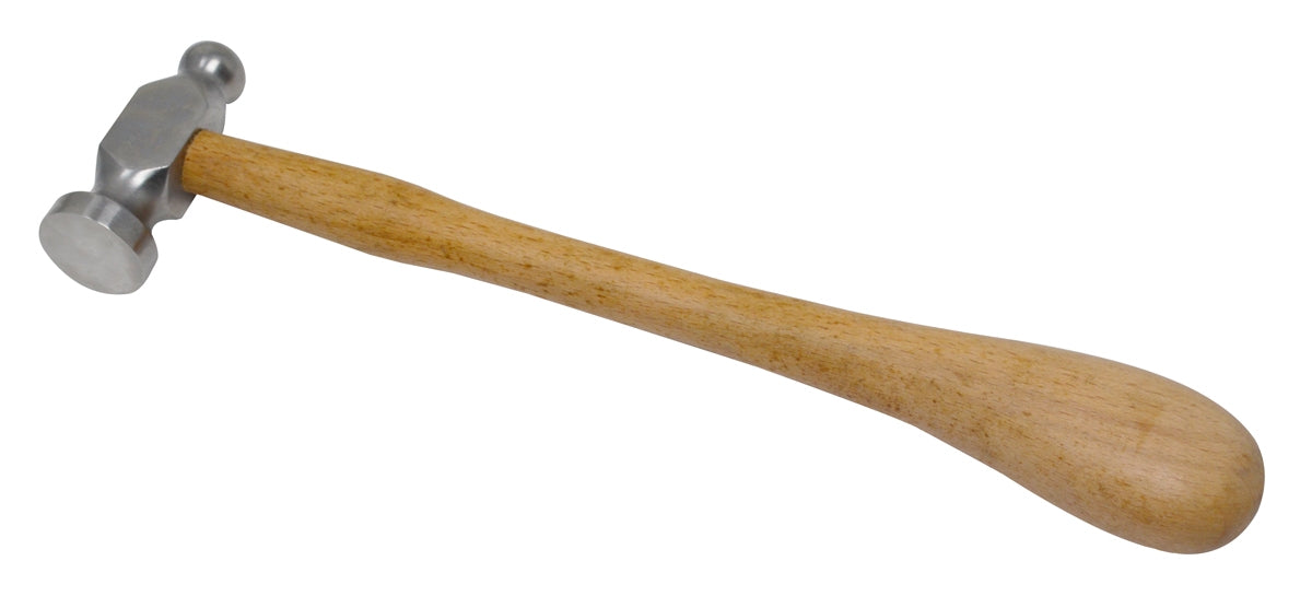 1-Inch flat chasing hammer with wood handle and polished metal head for jewelry crafting and metalwork