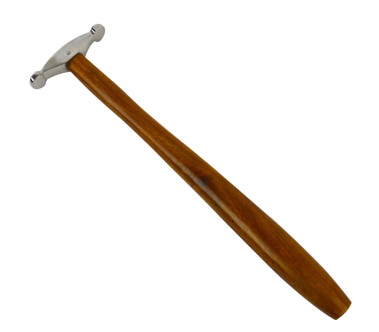 9-1/4 inch Mini Narrow Raising Hammer with polished metal head and dark hardwood handle for precision jewelry metalwork