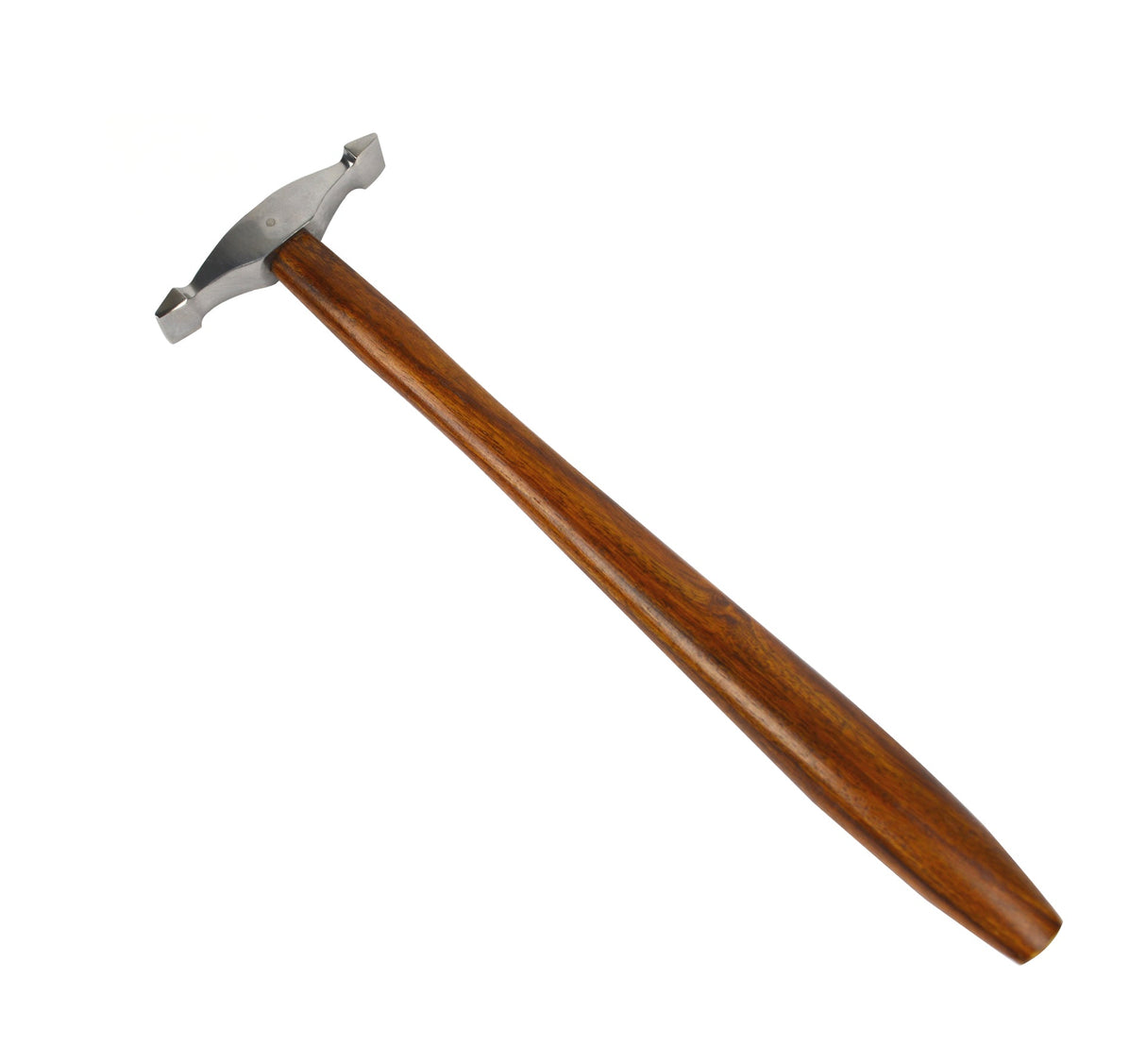 9-1/4" Mini Sharp Designer Hammer with polished steel head and dark hardwood handle for precise jewelry making
