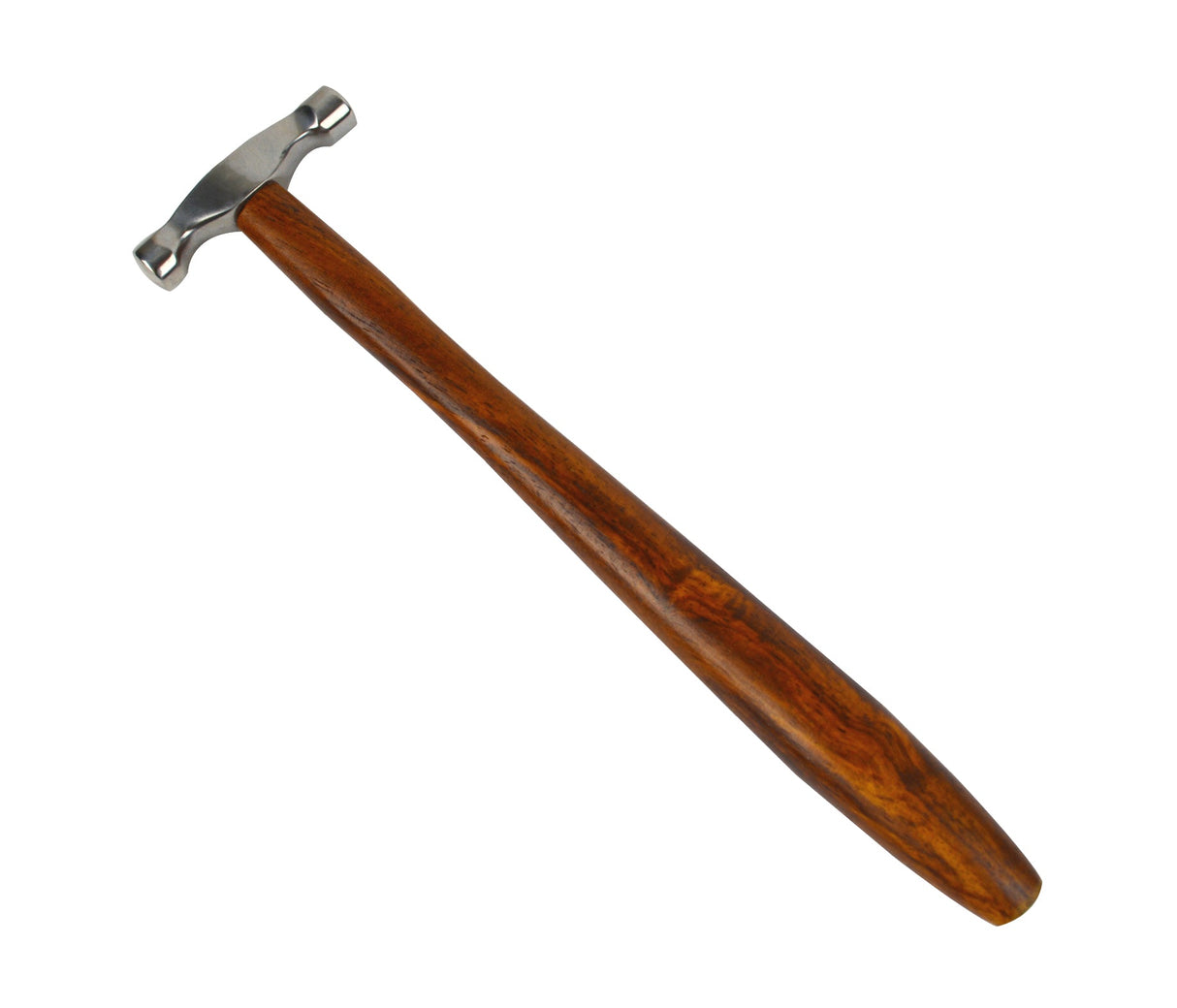 9-1/4" Mini Planishing Hammer with polished metal head and dark hardwood handle for precise jewelry metal forming
