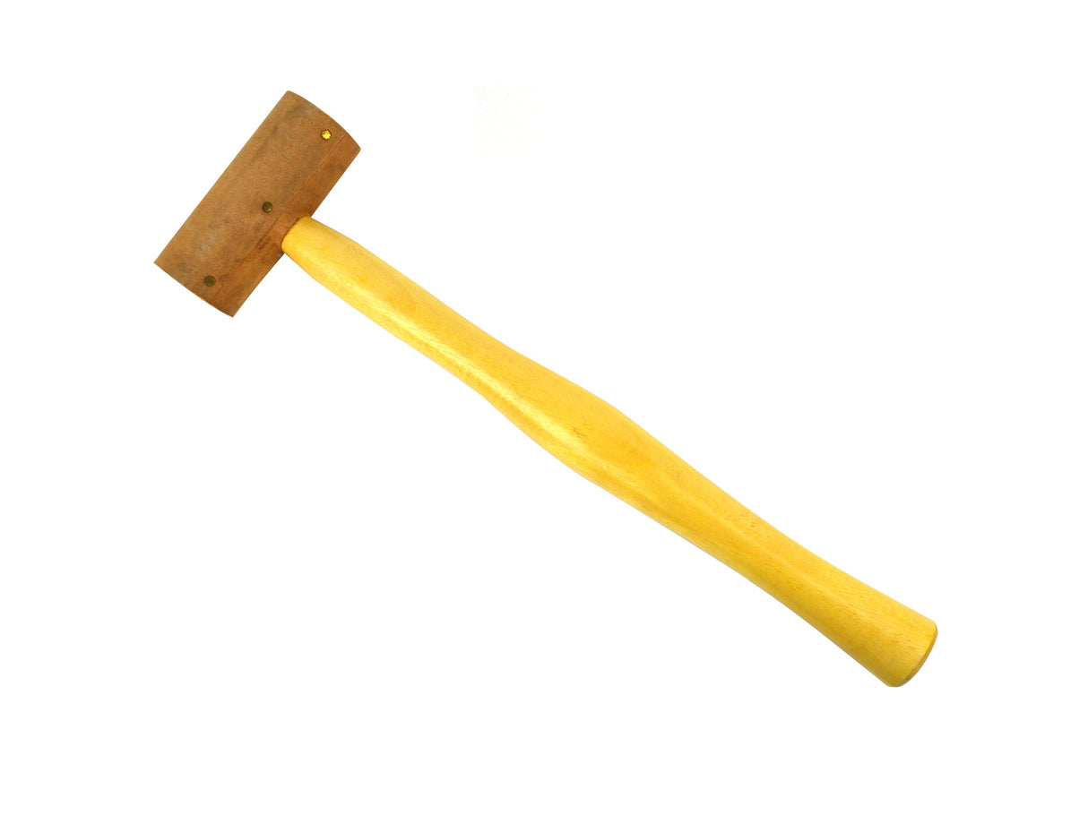1 inch natural rawhide hammer leather mallet with ergonomic wooden handle for jewelry forming and metal stamping