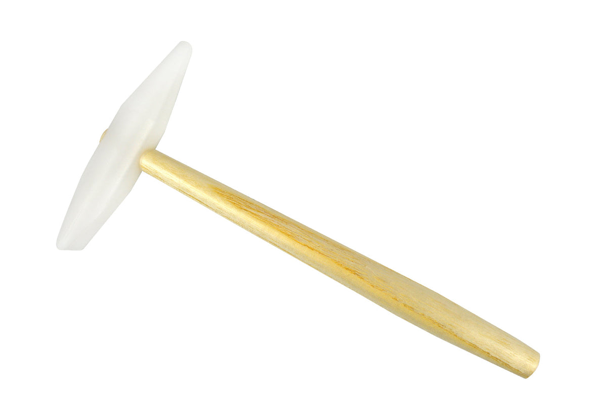 10-1/4" small cone and wedge nylon hammer with wooden handle and soft non-marring head for delicate assembly and precise tapping