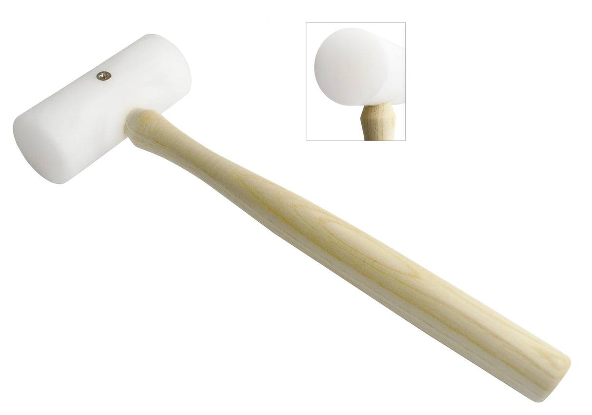6 oz plastic mallet with 1/2 inch non-marring faces and hardwood handle for woodworking and tile work