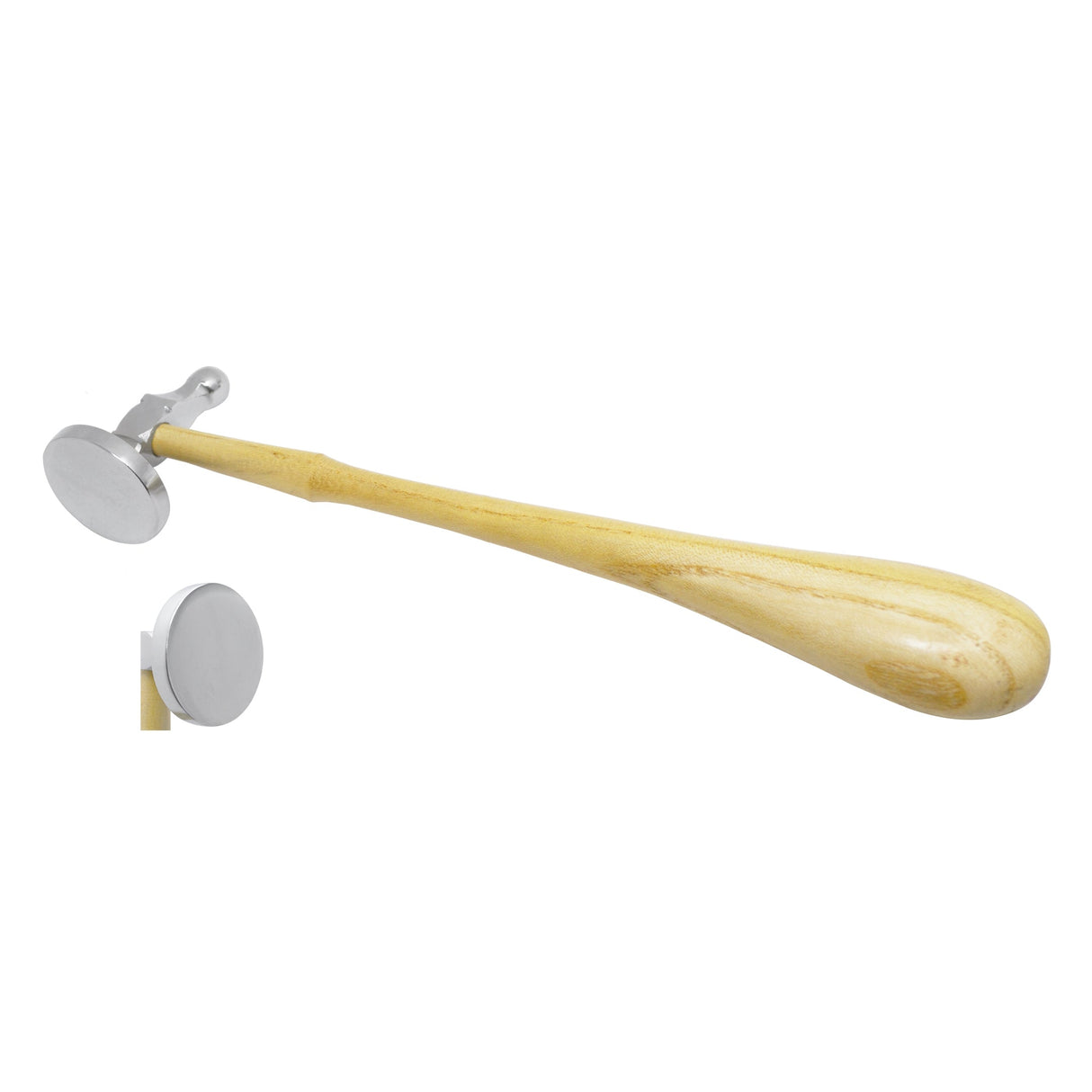 1-3/4" flat face German-style chasing hammer with ball-pein head and hardwood handle for precision metal shaping