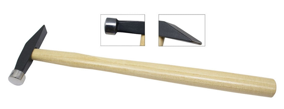 Goldsmith's Cross-Peen/Domed Hammer with wooden handle and 3.5 oz head for precise metal shaping and riveting