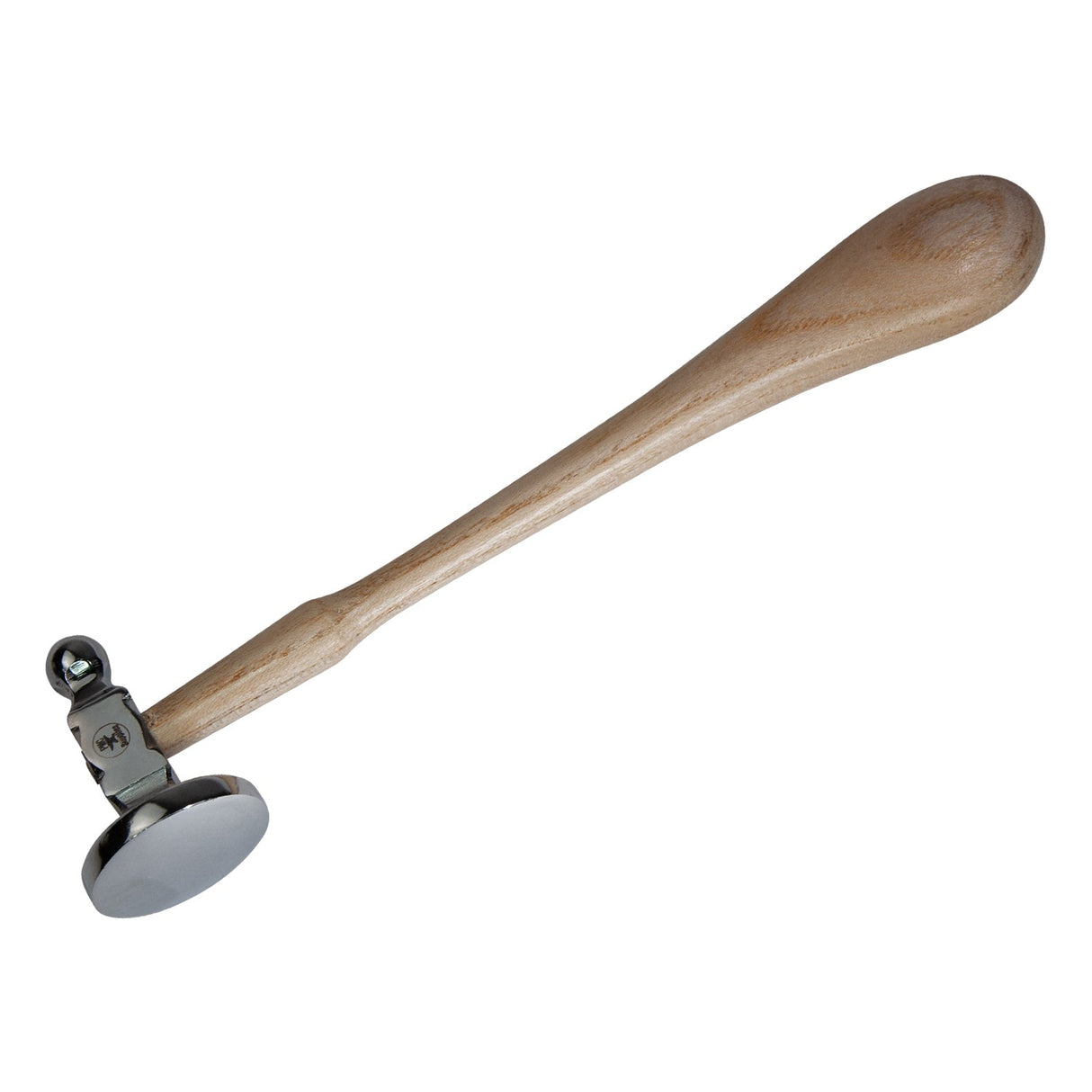 2-inch domed face German-style chasing hammer with hardwood handle and ball-pein head for metal shaping and riveting