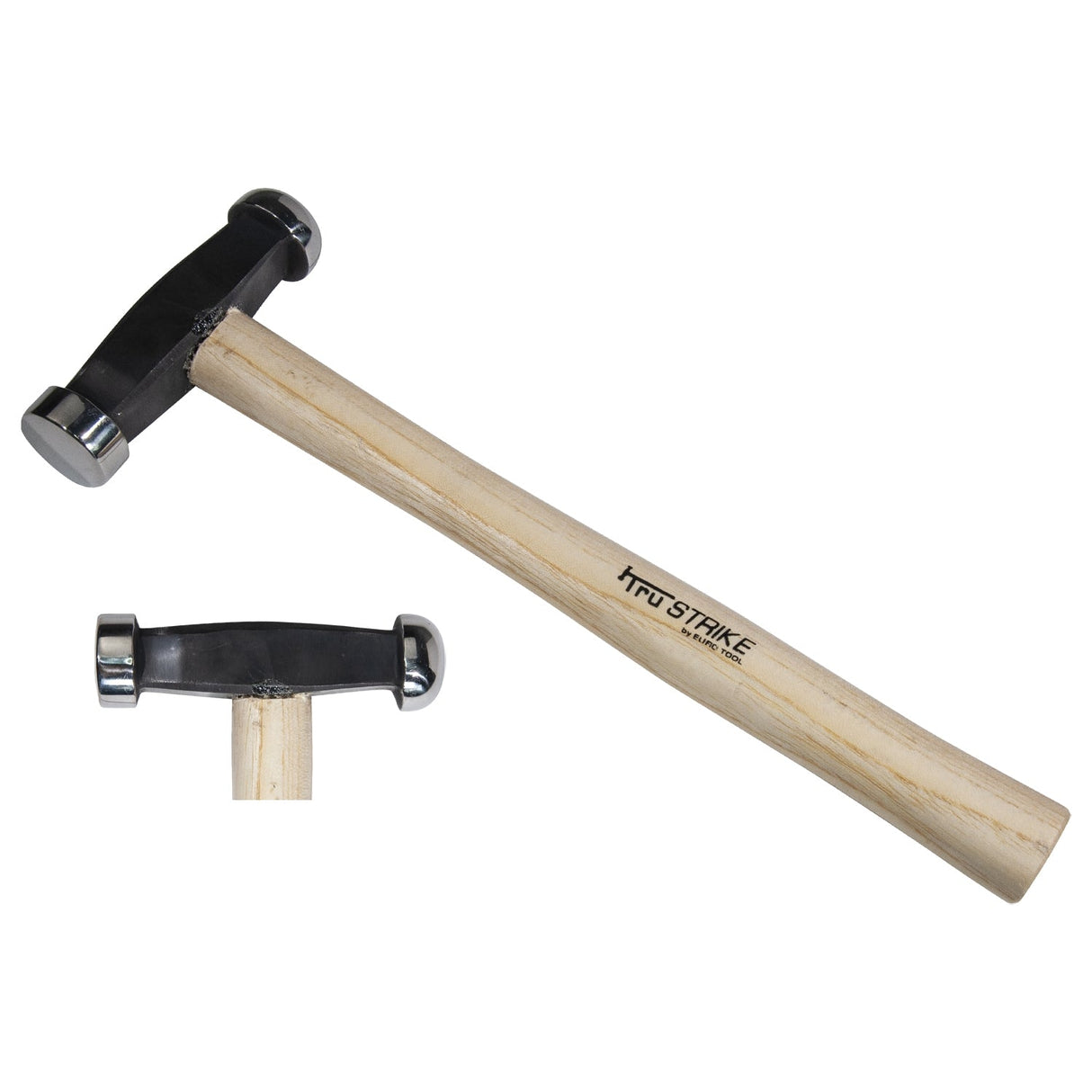 4-5/8" domed and rounded embossing repoussé hammer with wooden handle for metal shaping and jewelry making