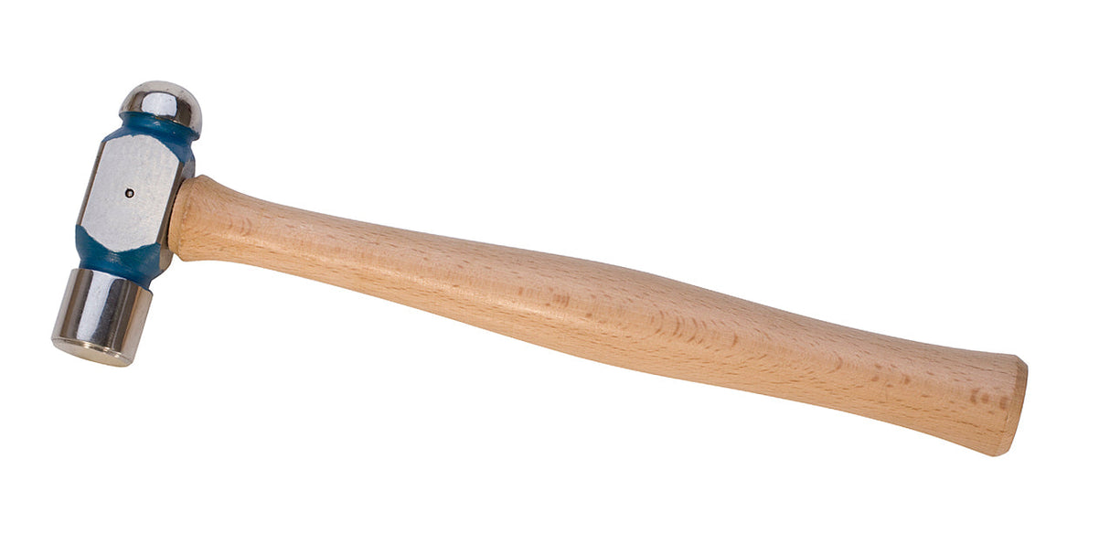 8 oz ballpein hammer with polished steel head and hardwood handle for precision metalworking and woodworking tasks