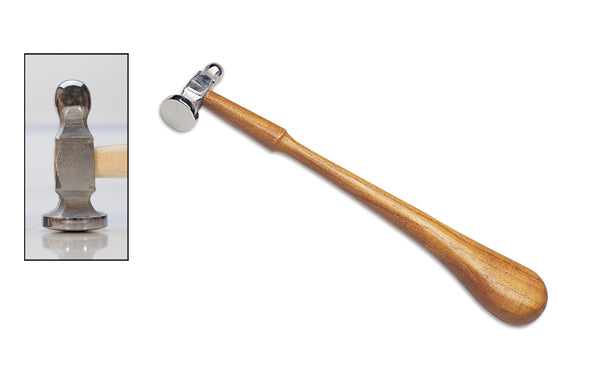 1 inch chasing hammer with hardwood handle and forged steel head for metalwork and riveting tasks