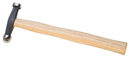 4-1/8 inch flat/domed forming hammer with wooden handle for metal shaping and forming
